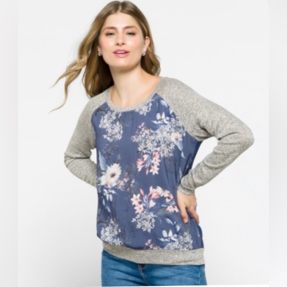 Kut from the kloth floral multicolor sweater blouse lightweight Size L